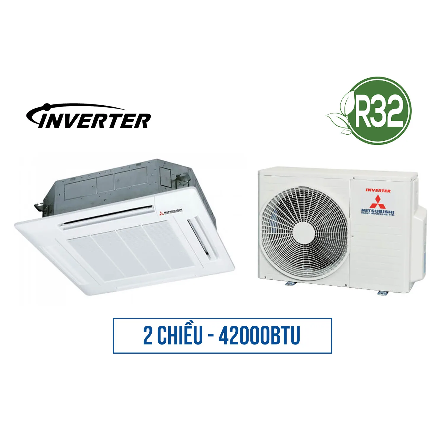 Điều Hòa Âm Trần Cassette Mitsubishi Inverter 2 Chiều 42.000 BTU (FDT125VH/FDC125VNP-W) Điều Khiển Dây (RC-E5)